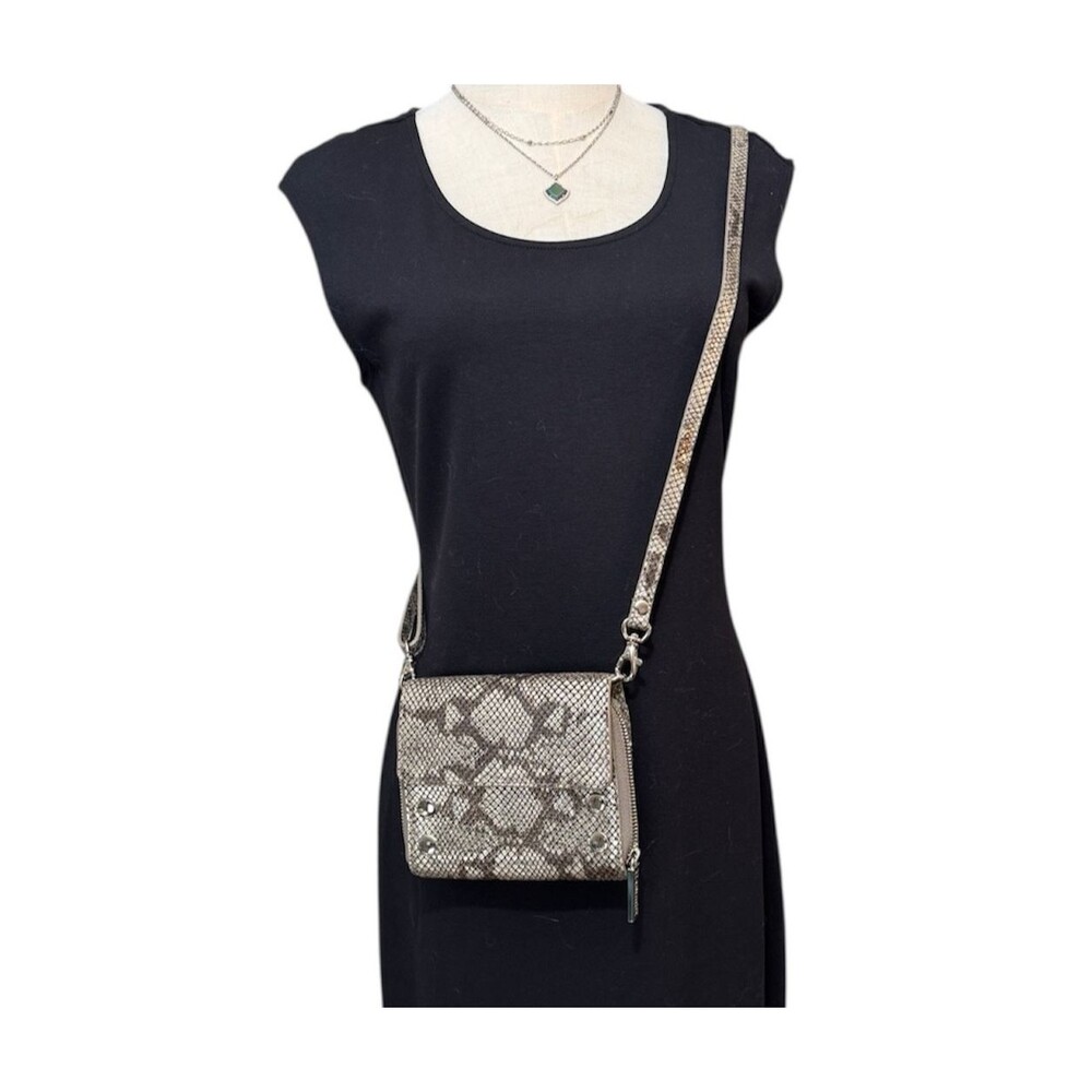 Hammitt Lucas Metallic Snakeskin Wallet Crossbody Clutch Silver